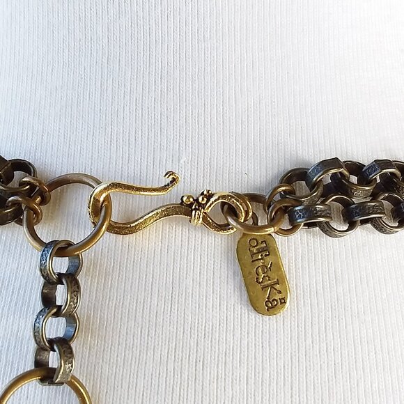 Vintage Treska Necklace Choker Hanging Beads Glass Clay Wood Boho Tribal USA 17" - Picture 7 of 7